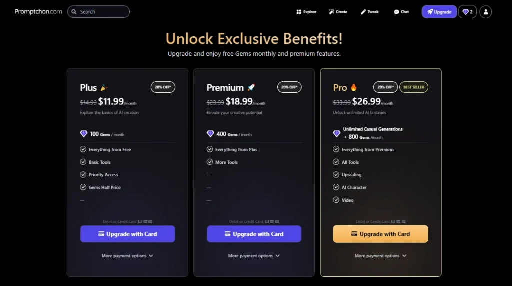 Promptchan AI Pricing