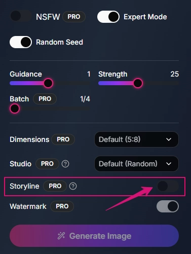 aiAllure Toggle Storyline Mode