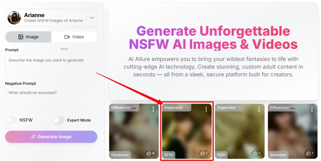 NSFW AI images with aiAllure Superstar Model