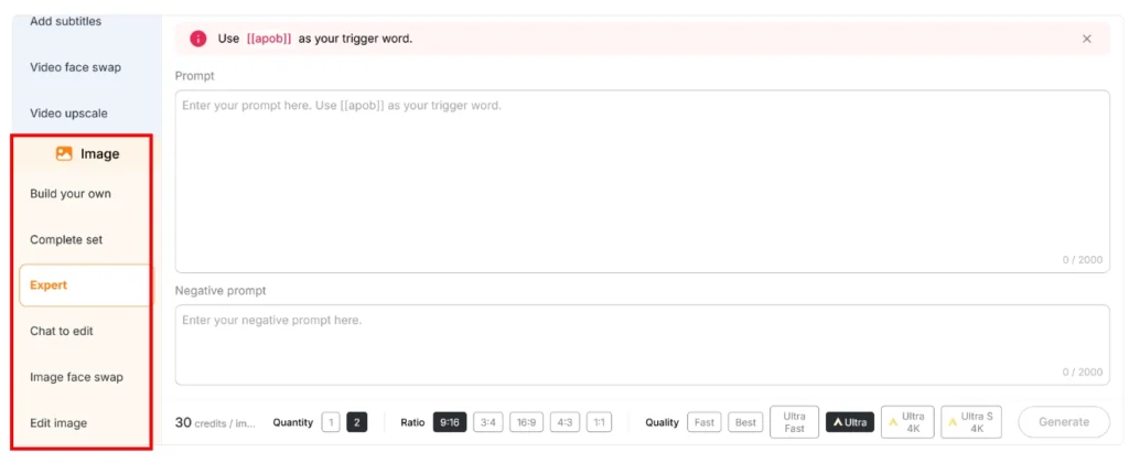 Multi Mode Image Generation Features in APOB