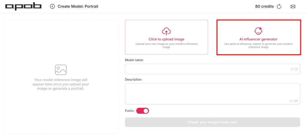 APOB AI Influencer generator